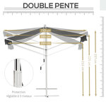 Store double pente manuel rétractable inclinaison réglable acier époxy blanc polyester imperméabilisé anti-UV gris dim. 3L x 2 95l x 2 6H m