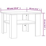 vidaXL Table basse Gris béton 60x60x42 cm Bois d’ingénierie