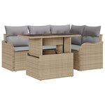 Ensemble de canapés de jardin de 5 pièces avec coussins en poly rotin beige
