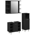 vidaXL Ensemble de meubles de salle de bain 3 pièces en bois d'ingénierie noir chêne