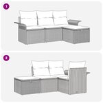vidaXL Ensemble de canapé de jardin 4 pièces avec coussins gris en poly rotin