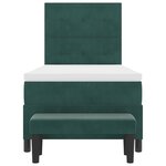 vidaXL Lit à ressort avec matelas et banc vert foncé 100x200 cm Velours