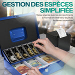 ACROPAQ Caisse monnaie 30x24x9cm- Coffret Monnaie en Acier- Monnayeur  2 clés  Compartiments à monnaie- Poignée de Transport Robuste