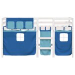 vidaXL Lit mezzanine enfants et rideaux bleu 90x190cm bois pin massif