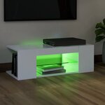 vidaXL Meuble TV avec lumières LED Blanc 90x39x30 cm