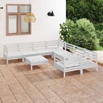 vidaXL Salon de jardin 9 Pièces Blanc Bois de pin massif