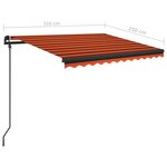 vidaXL Auvent rétractable automatique poteaux 3 5x2 5 m Orange marron