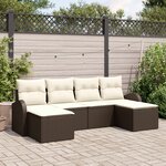 vidaXL Ensemble de canapé de jardin 6 pièces avec coussins marron polyrotin