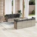 vidaXL Salon de jardin 8 Pièces avec coussins gris clair résine tressée