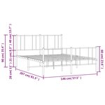 vidaXL Cadre de lit métal sans matelas et pied de lit blanc 140x200 cm