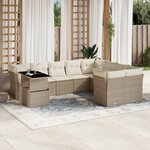 vidaXL Salon de jardin avec coussins 10 Pièces beige résine tressée