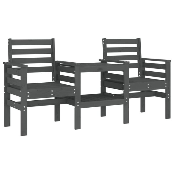 vidaXL Banc de jardin avec table 2 places gris bois massif de pin