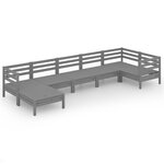 Salon de jardin meuble d'extérieur ensemble de mobilier 7 pièces bois de pin massif gris 02_0017408