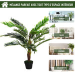 Outsunny Palmier artificiel hauteur 123 cm arbre artificiel décoration plastique fil de fer pot inclus vert