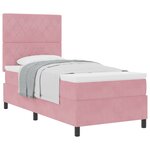 Lit coffre vidaXL avec matelas rose en velours simple