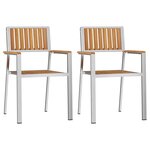 vidaXL Chaises de jardin empilables 2 Pièces en bois massif Teck et acier inoxydable