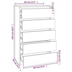 vidaXL Commode Chêne fumé 60x36x103 cm Bois d'ingénierie
