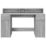 Bureau table poste de travail meuble d'ordinateur informatique étude et lumières LED sonoma 140 x 55 x 91 cm bois ingénierie gris 02_0023807