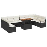 Set de canapé de jardin vidaXL 11 pièces avec coussins Rotin poly noir acacia