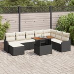 Ensemble de Canapés de Jardin de 9 Pièces avec Coussins Rattan Poly Noir