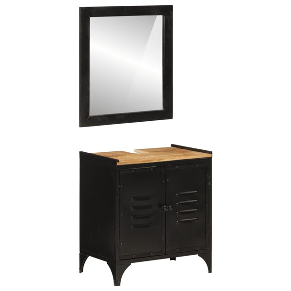 vidaXL Ensemble de meubles salle de bain 2 Pièces fer et bois de manguier
