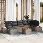 Ensemble de canapé de jardin 8 pièces gris avec coussins