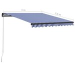 vidaXL Auvent manuel rétractable avec LED 300x250 cm Bleu et blanc