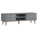 vidaXL Meuble TV MOLDE Gris 158x40x49 cm Bois de pin massif