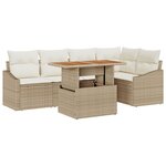 vidaXL Set de Sofa de Jardin 6 Pièces avec Coussins Beiges en Rattan Poly