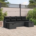 Ensemble de Canapé de Jardin vidaXL 6 pièces avec Coussins Noir Poly Rattan