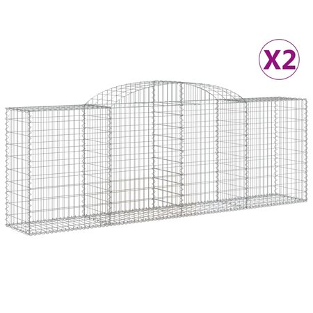 vidaXL Paniers à gabions arqués 2 Pièces 300x50x100/120 cm fer galvanisé