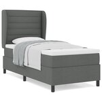 Lit Box Spring avec Matelas Gris Foncé 90x200 cm Tissu