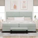 vidaXL Lit Box Spring avec Matelas & Banc Gris Clair 200x200 cm Velours