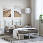 vidaXL Cadre de lit métal sans matelas et tête de lit blanc 135x190 cm