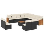 vidaXL Salon de jardin avec coussins 14 Pièces noir résine tressée