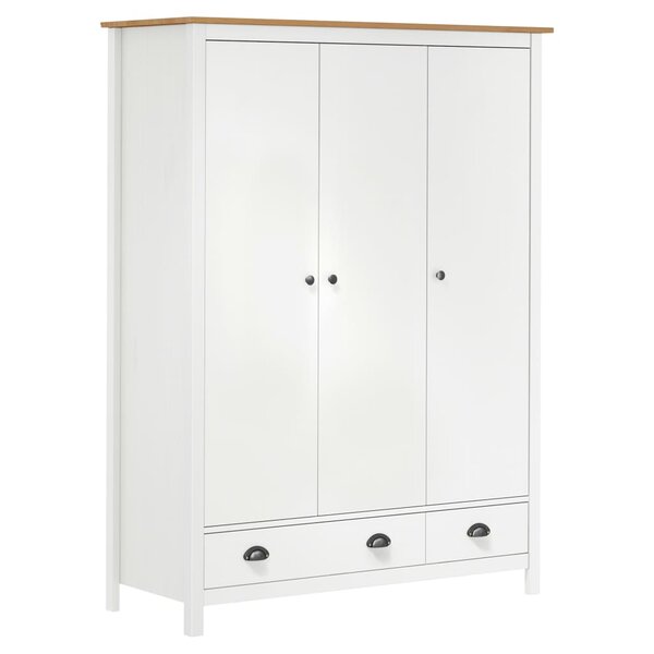 vidaXL Garde-robe à 3 portes Hill Blanc 127x50x170 cm Bois pin solide