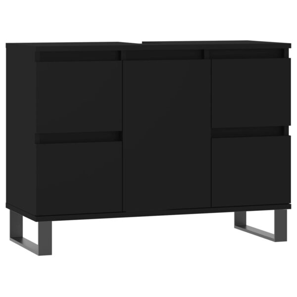 vidaXL Armoire de salle de bain noir 80x33x60 cm bois d'ingénierie