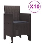 vidaXL Ensemble de salle à manger jardin 11 pièces avec coussins marron en poly rattan