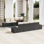 vidaXL Set de canapé de jardin en 7 pièces avec coussins en rattan poly noir