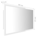vidaXL Miroir à LED de bain Blanc brillant 90x8 5x37 cm Acrylique