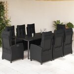 vidaXL Ensemble à manger de jardin 9Pièces coussins noir résine tressée