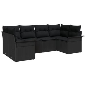 vidaXL Ensemble de 6 pièces de Canapé de Jardin avec Coussins Noir Poly Rattan