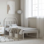 vidaXL Cadre de lit métal sans matelas avec tête de lit blanc 75x190cm