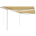 vidaXL Auvent automatique capteur de vent LED 4 5x3 5 m Jaune et blanc