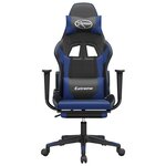 vidaXL Chaise de jeu de massage et repose-pied Noir et bleu Similicuir