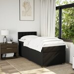 vidaXL Sommier à lattes de lit avec matelas Noir 90x200 cm Tissu