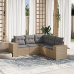 vidaXL Salon de jardin avec coussins 5 Pièces beige résine tressée