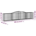 vidaXL Panier de gabions arqué 400x50x80/100 cm Fer galvanisé
