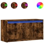vidaXL Meuble TV avec LED chêne fumé 100x34x50 cm bois d'ingénierie