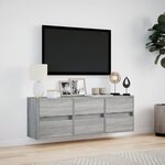 vidaXL Meuble TV mural avec lumières LED sonoma gris 130x31x45 cm